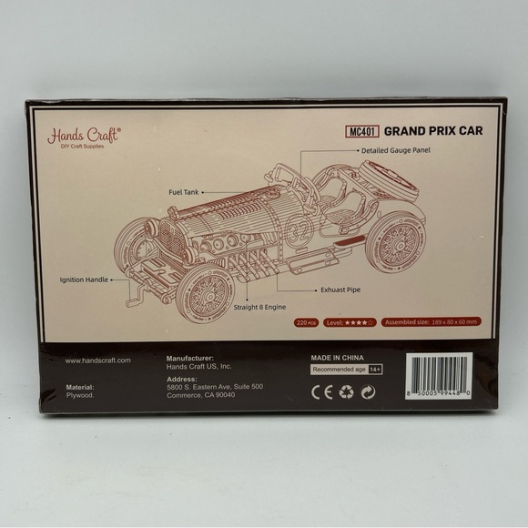 Hands Craft DIY Wooden Car Model 1910 Grand Prix ~ Wooden Car Puzzle *SEALED* - Picture 6 of 8